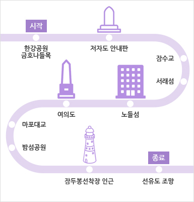 한강 섬 여행길 지도