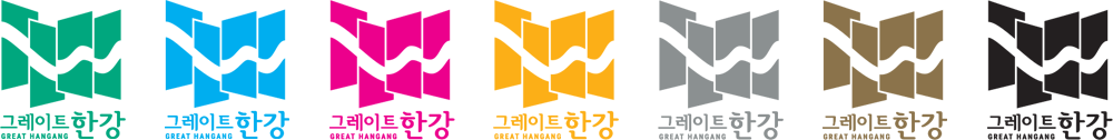 시그니처 색상별 로고 이미지-녹색, 하늘색, 핑크색, 노란색, 회색, 금색, 검은색