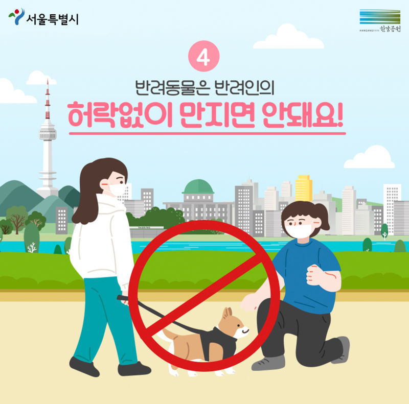④반려동물은 반려인의 허락없이 만지면 안돼요